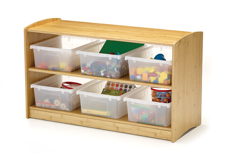 BAM1-C Bamboo Shelving Unit with clear tubs