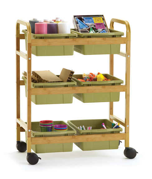 BB007-6-S Small Bamboo Cart - Sage Green Bins