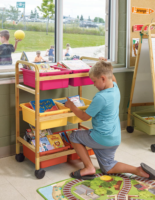 BB007-6-VW Petit chariot en bambou - Combo vibrant chaud