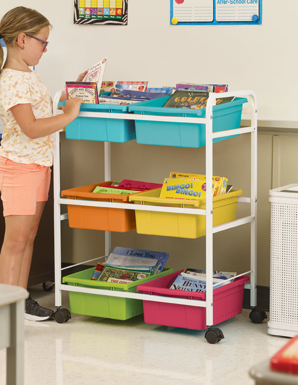 BB008-6-VM Small Book Cart - Vibrating Combo