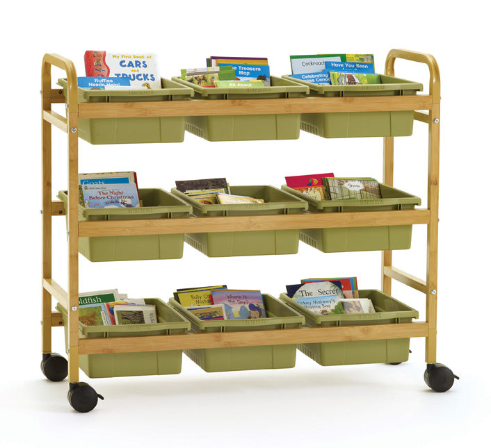 BB006-9-S Bamboo cart - Sage green bins