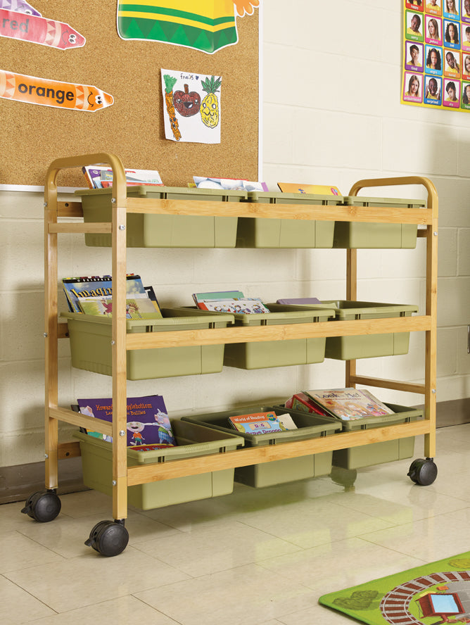 BB006-9-S Bamboo cart - Sage green bins