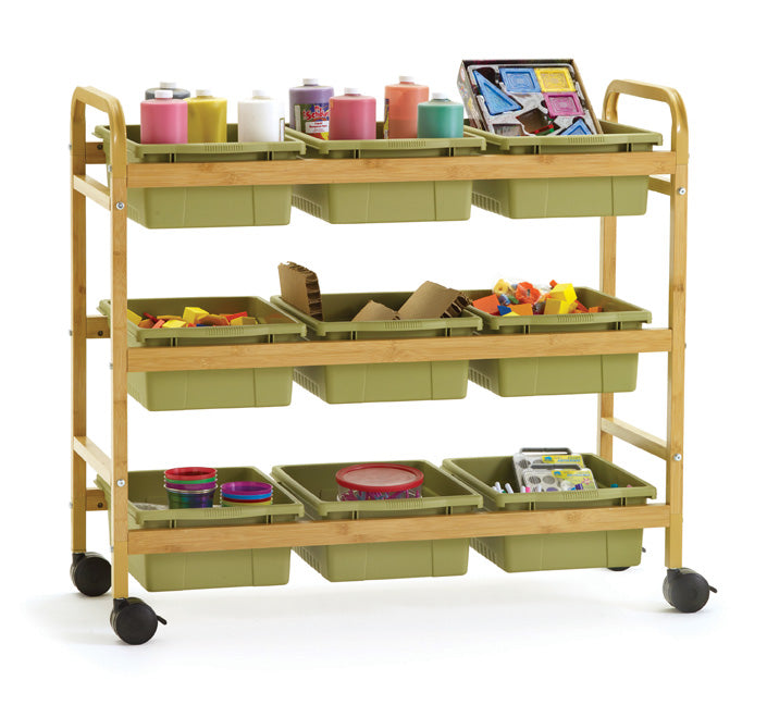 BB006-9-S Bamboo cart - Sage green bins