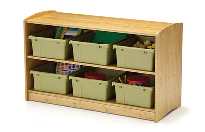 BAM1-S Bamboo Shelf with Sage Bins