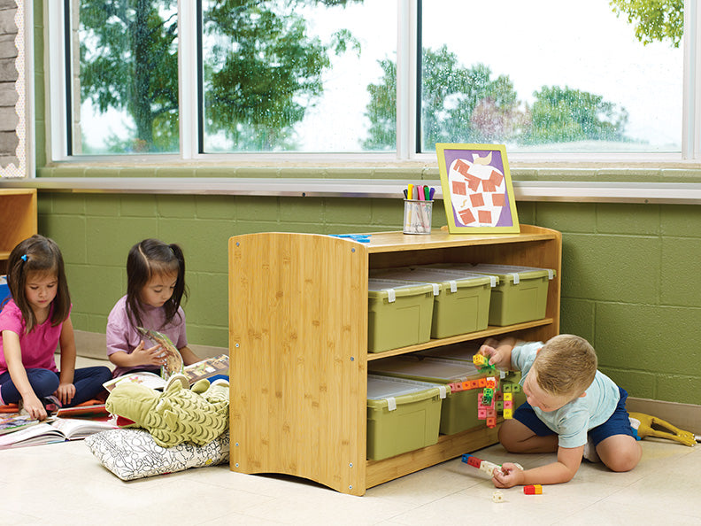 BAM1-S Bamboo Shelf with Sage Bins