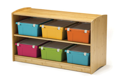 BAM1-VM Bamboo shelf with vibrant mixed bin combination