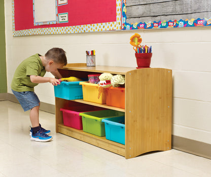 BAM1-VM Bamboo shelf with vibrant mixed bin combination