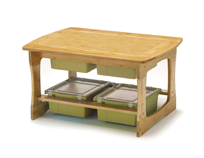 SST01-C Bamboo sensory table with sage bins