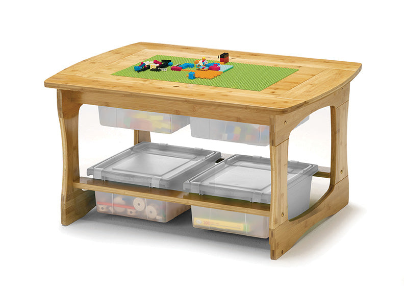 SST02-C Sensory Table and Bamboo Building Bricks with Clear Bins