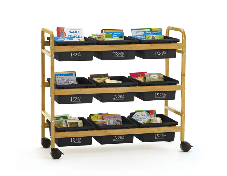 BB006-9-RCY Bamboo Book Cart - Recycled Plastic Combo
